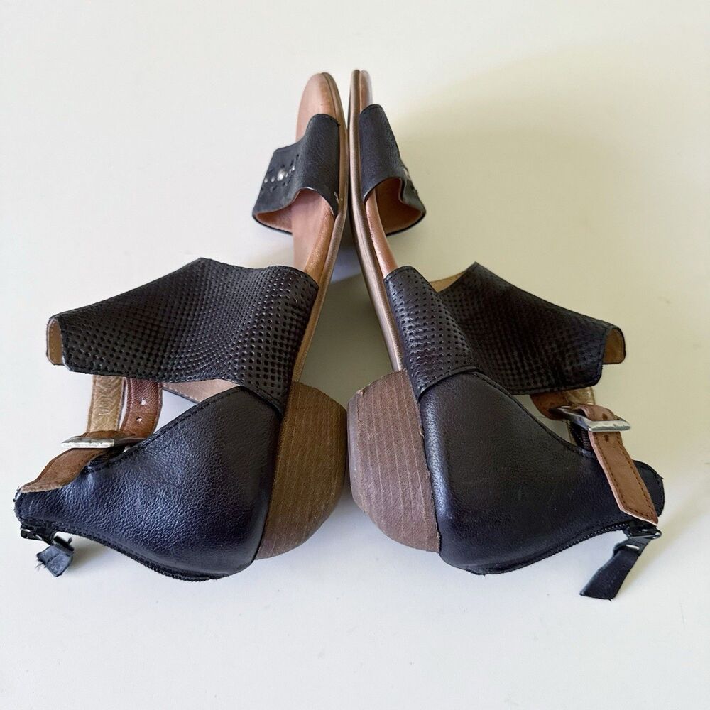 Women's Miz Mooz Leather Cutout Sandals Studded Zipper Black EU Size 38 US 7.5 8 - Picture 5 of 14
